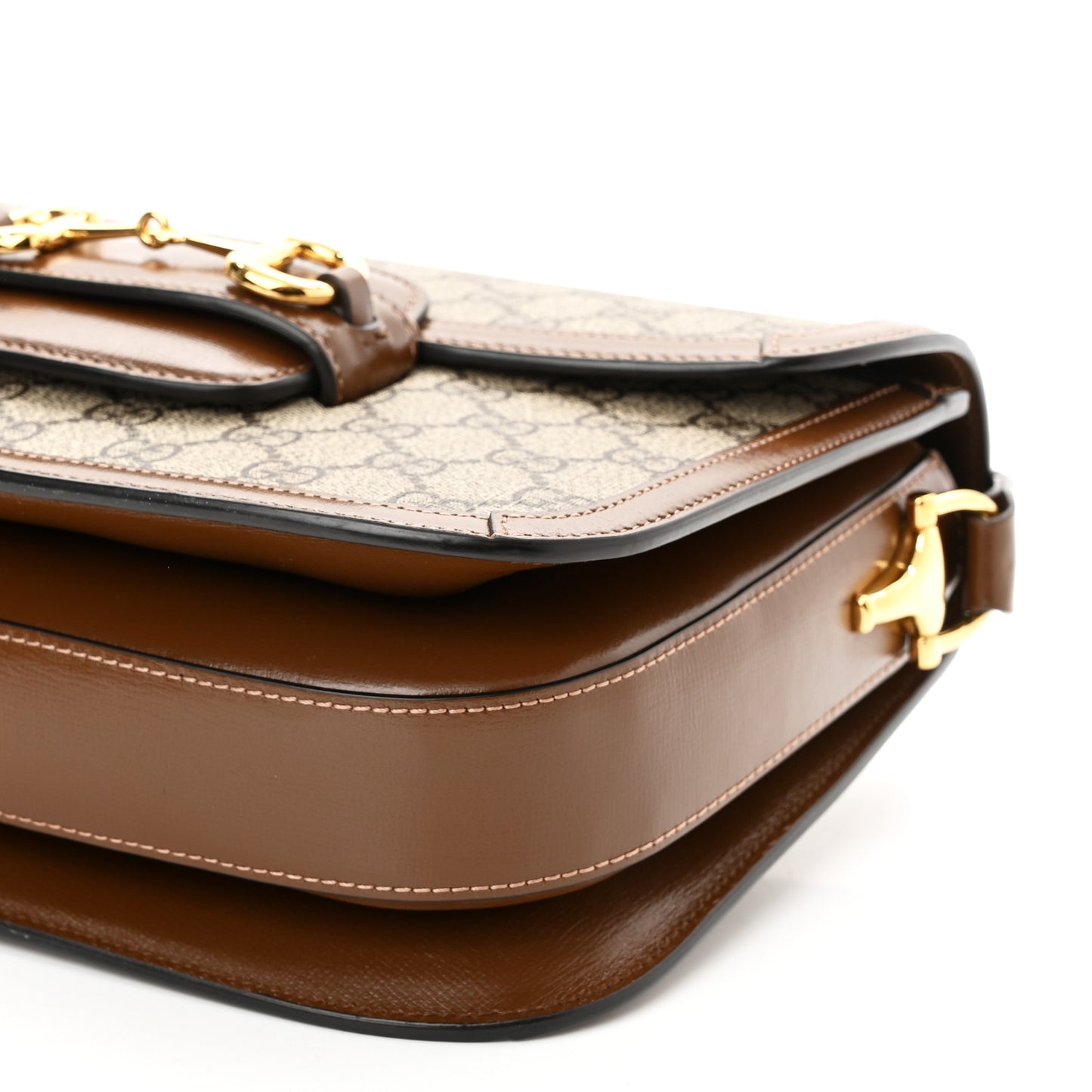 GG Supreme Monogram Horsebit 1955 Shoulder Bag Beige Brown Sugar