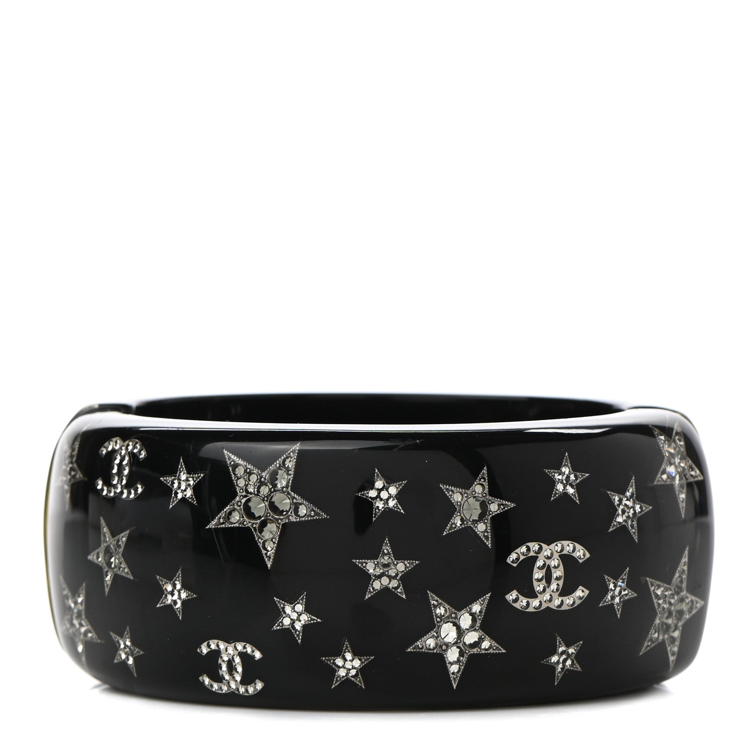 Chanel Resin Strass CC Stars Cuff Black 1 of 5