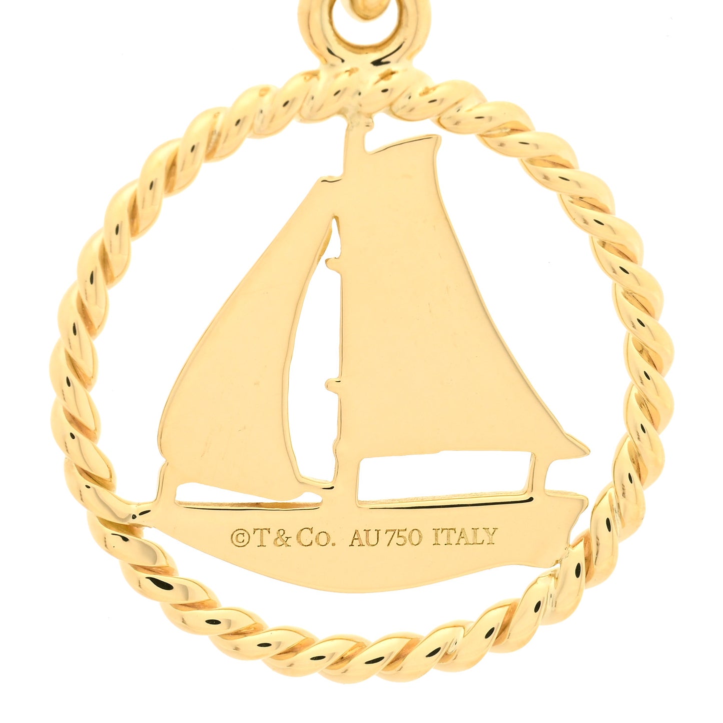 18K Yellow Gold Sailboat Twist Charm
