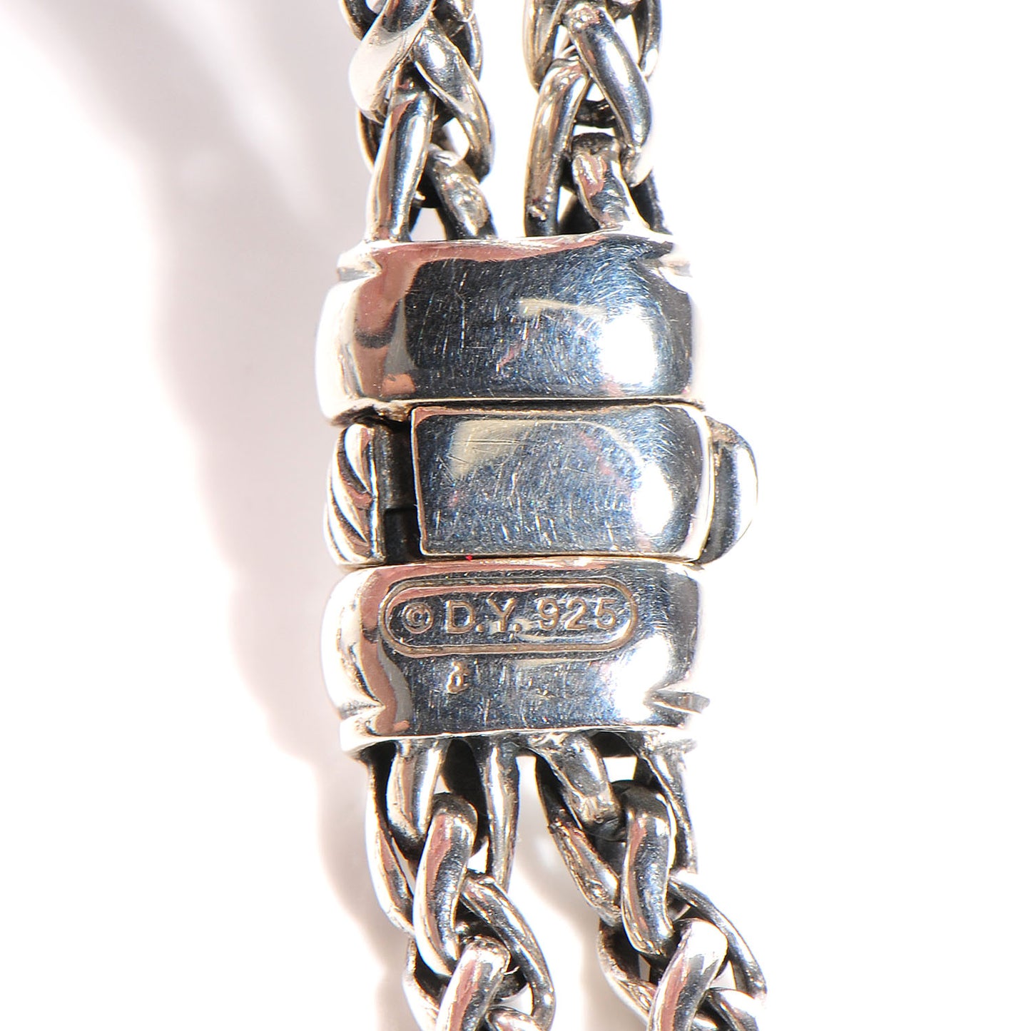 Sterling Silver Pave Diamond Double Wheat Chain Necklace 16 inch
