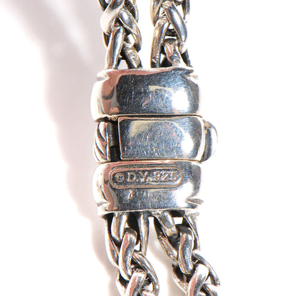 David Yurman Sterling Silver Pave Diamond Double Wheat Chain Necklace 16 inch 4 of 6