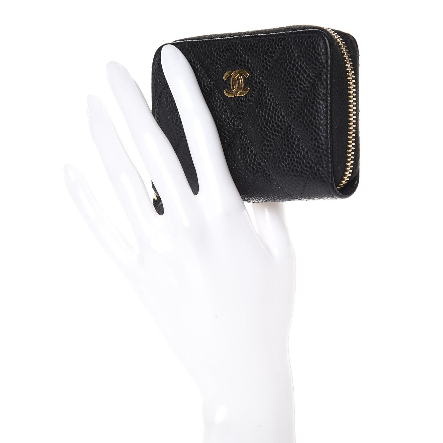 Caviar Quilted Zip Coin Purse Black