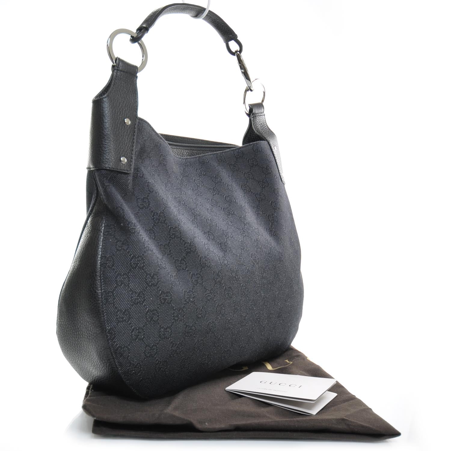 Gucci Denim Monogram Hobo 2 of 10
