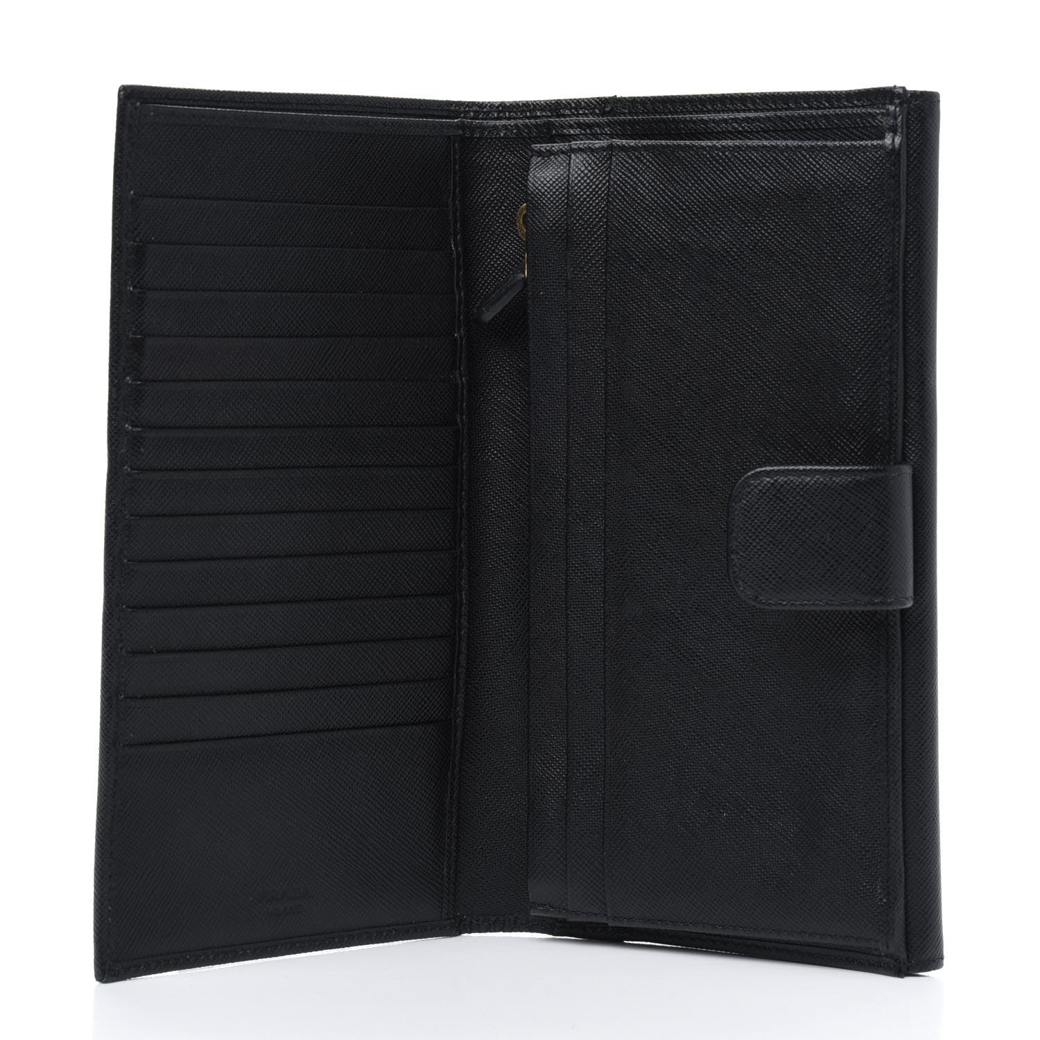 Prada Saffiano Metal Continental Flap Wallet Black 3 of 4