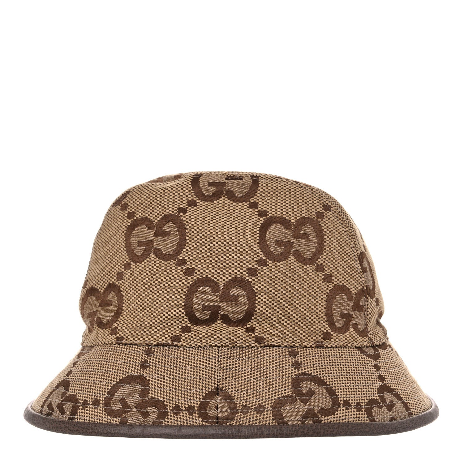 Gucci Monogram Jumbo GG Bucket Hat S Camel Ebony New Acero 3 of 9