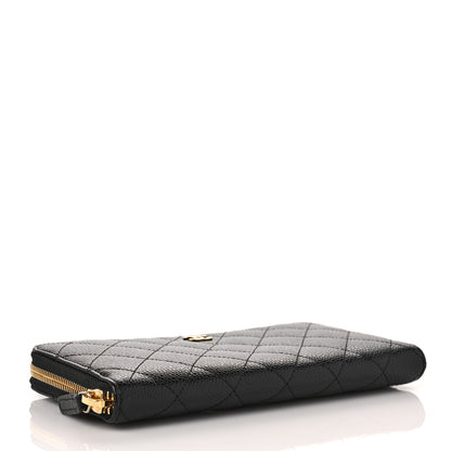 Chanel Caviar Quilted Large Gusset Zip Around Wallet Black 7 of 9
