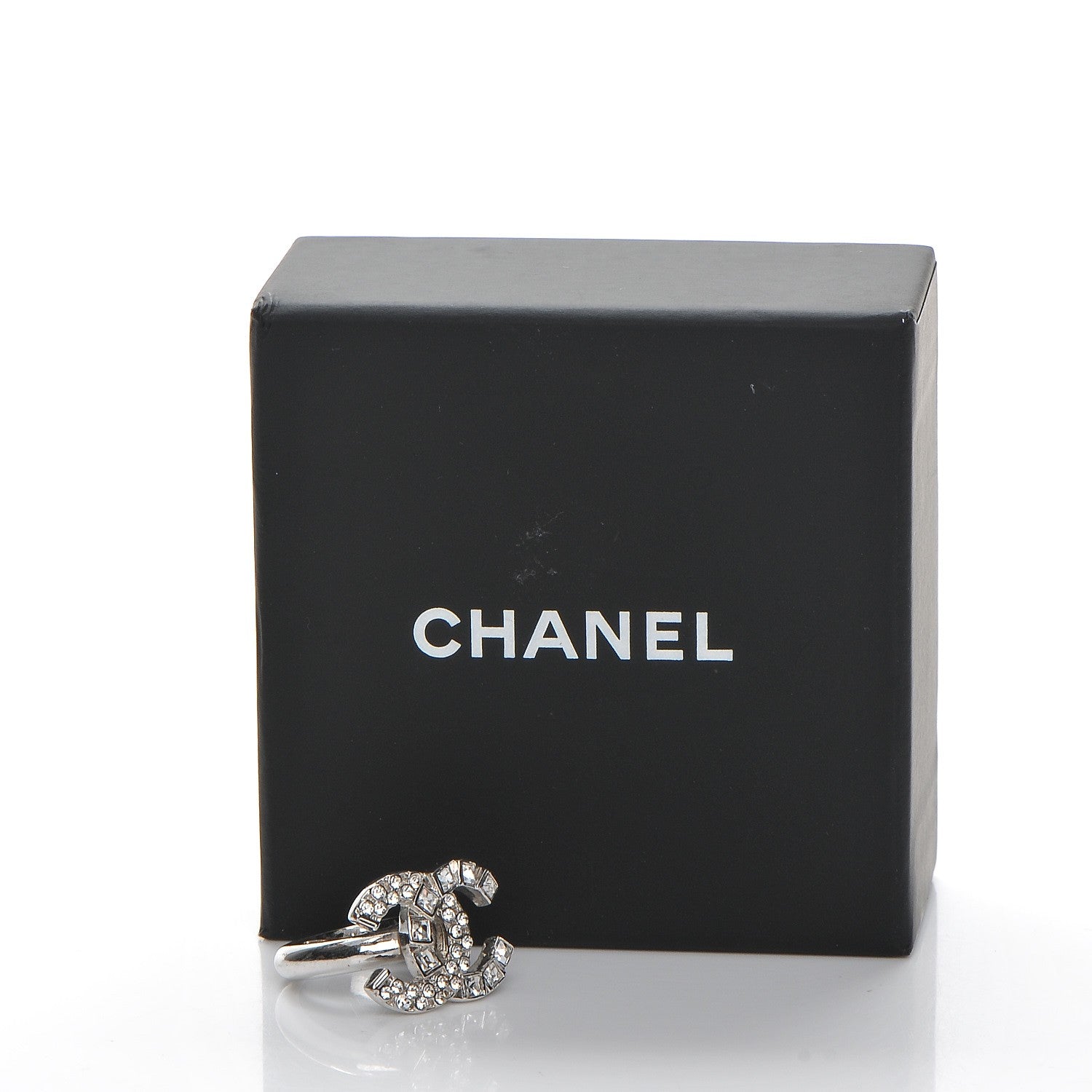 Chanel Crystal Baguette CC Ring 6.5 Silver 5 of 5