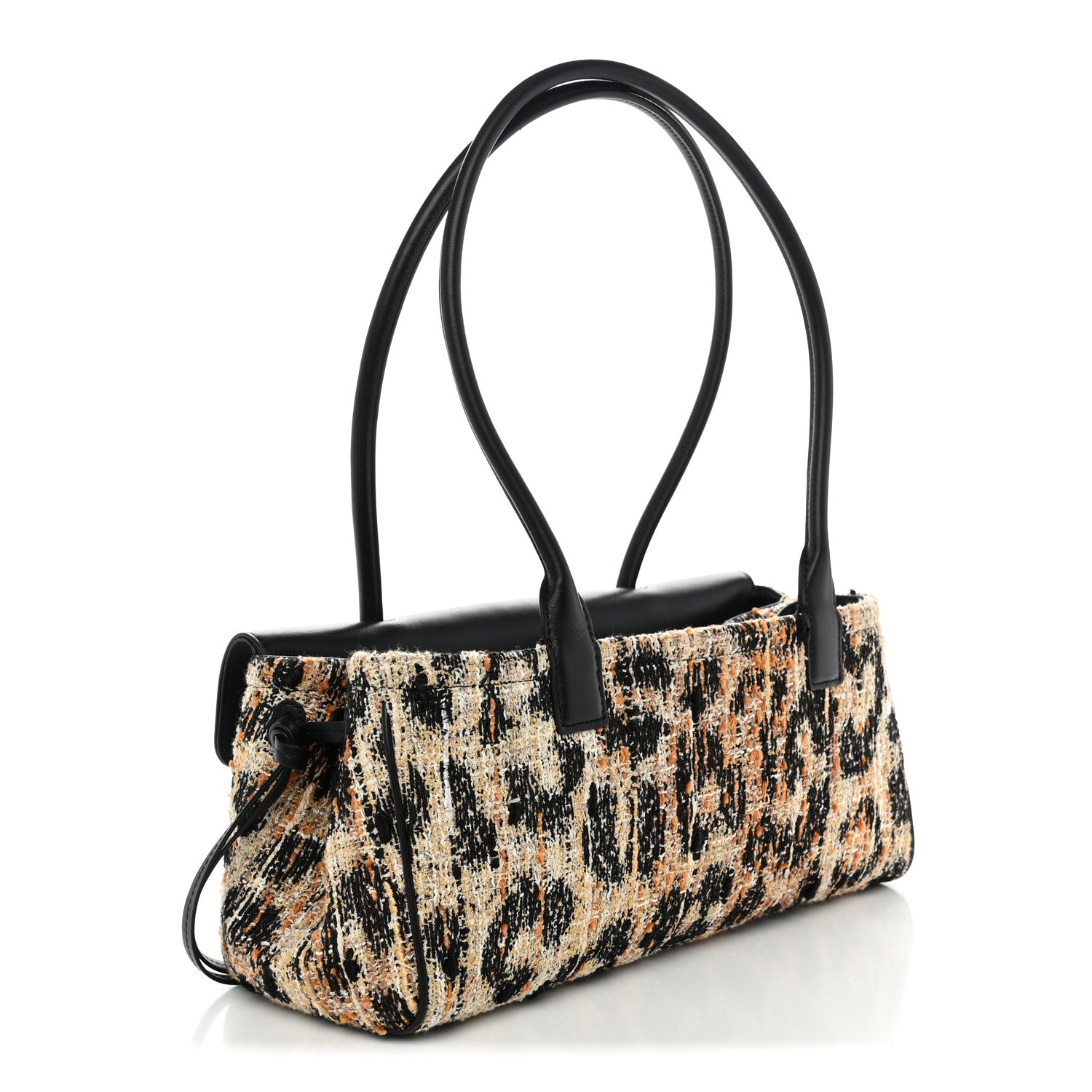 Chanel Calfskin Tweed Mixed Fibers Leopard Print Urban Essentials Small Shopping Bag Brown Black White 3 of 11