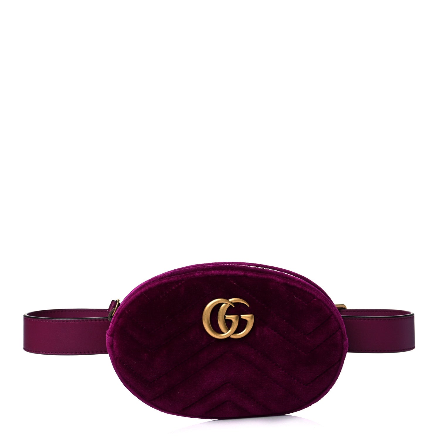 Gucci Velvet Matelasse GG Marmont Belt Bag 85 34 Fuchsia Violet Cyclamen 1 of 10