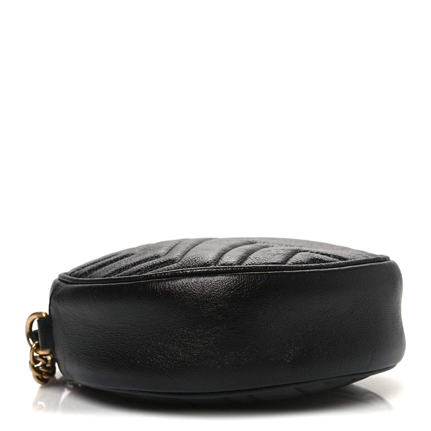 Azalea Calfskin Matelasse Heart Mini GG Marmont Round Shoulder Bag Black