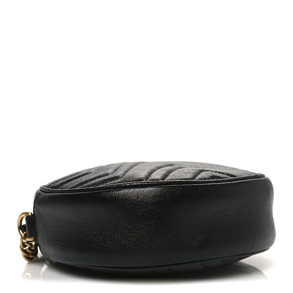 Gucci Azalea Calfskin Matelasse Heart Mini GG Marmont Round Shoulder Bag Black 4 of 10