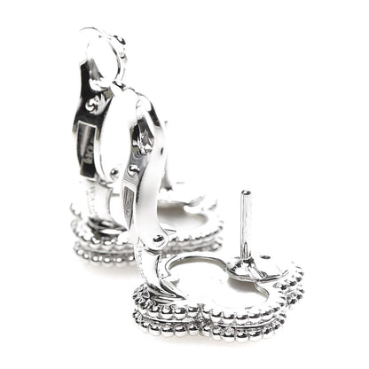 Van Cleef & Arpels 18K White Gold Mother of Pearl Vintage Alhambra Earrings 4 of 6