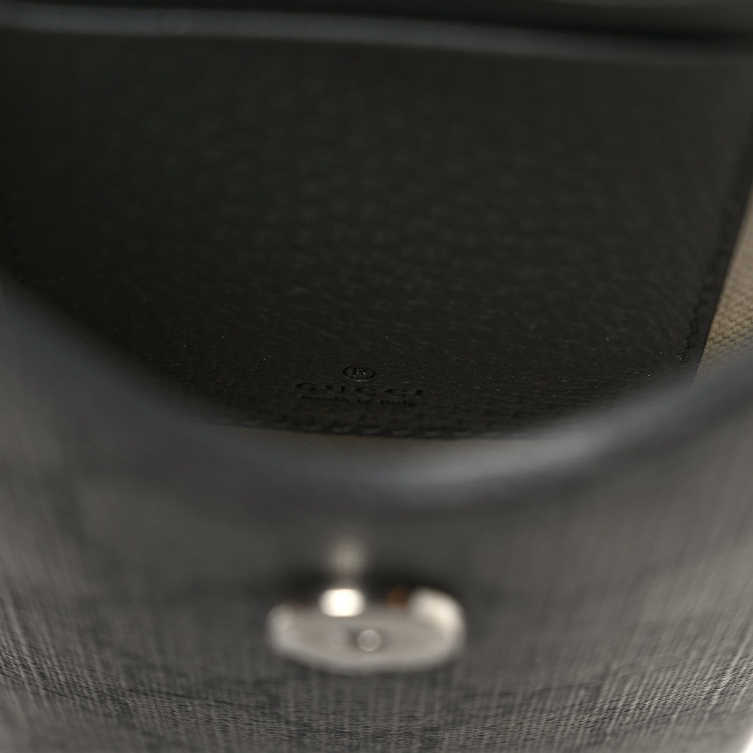 Gucci GG Supreme Monogram Textured Dollar Calfskin Phone Crossbody Bag Grey Black Graphite Grey 6 of 8