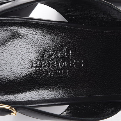 Hermes Calfskin Night 70 Slingback Sandals 38.5 Black 6 of 8