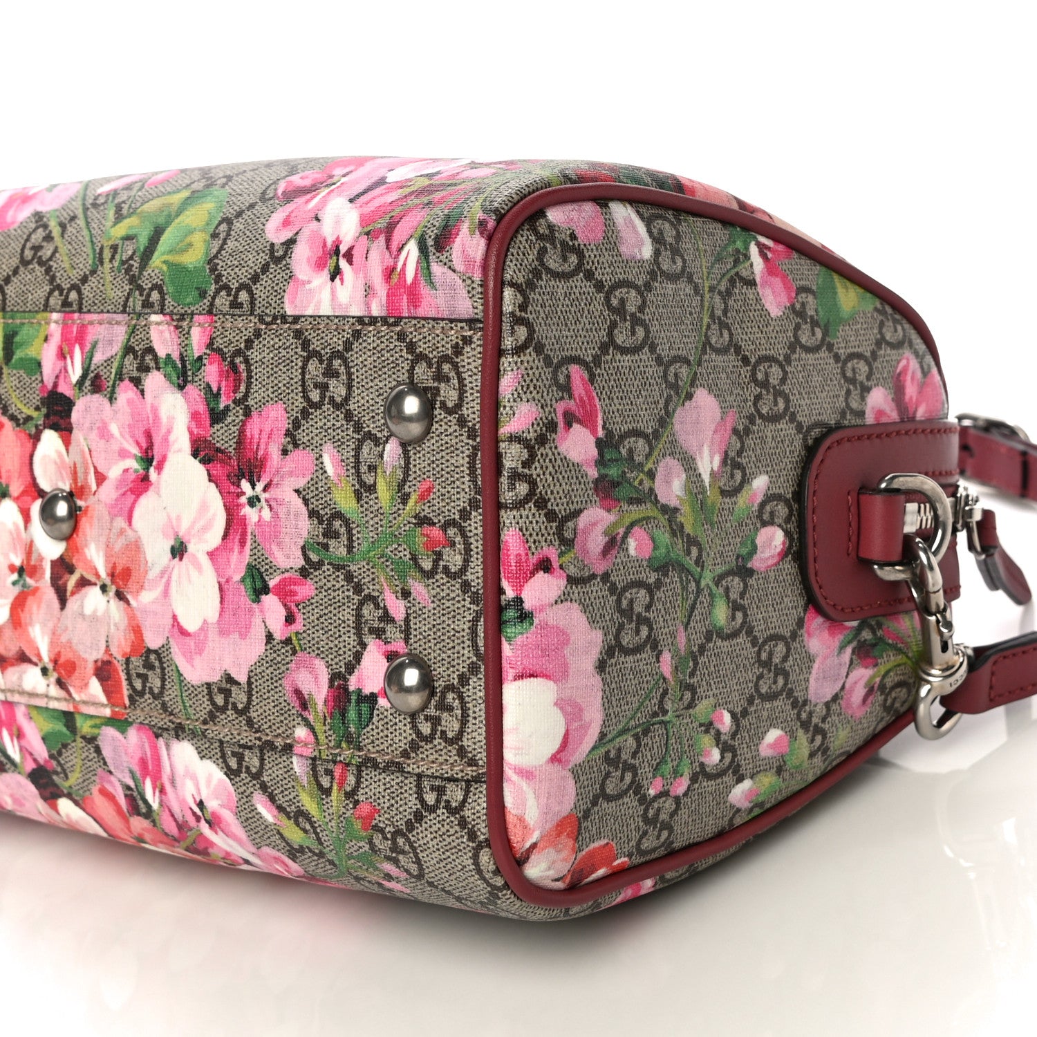 Gucci GG Supreme Monogram Blooms Small Boston Beige Multicolor Dry Rose 10 of 11