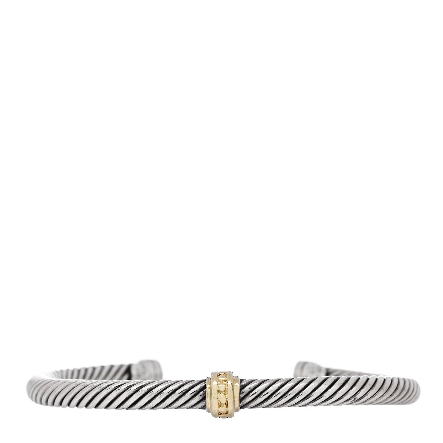David Yurman Sterling Silver 14K Yellow Gold 5mm Cable Classics Single Station Bracelet 1 of 4