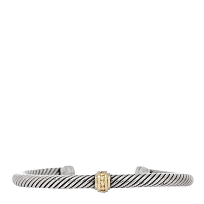 David Yurman Sterling Silver 14K Yellow Gold 5mm Cable Classics Single Station Bracelet 1 of 4