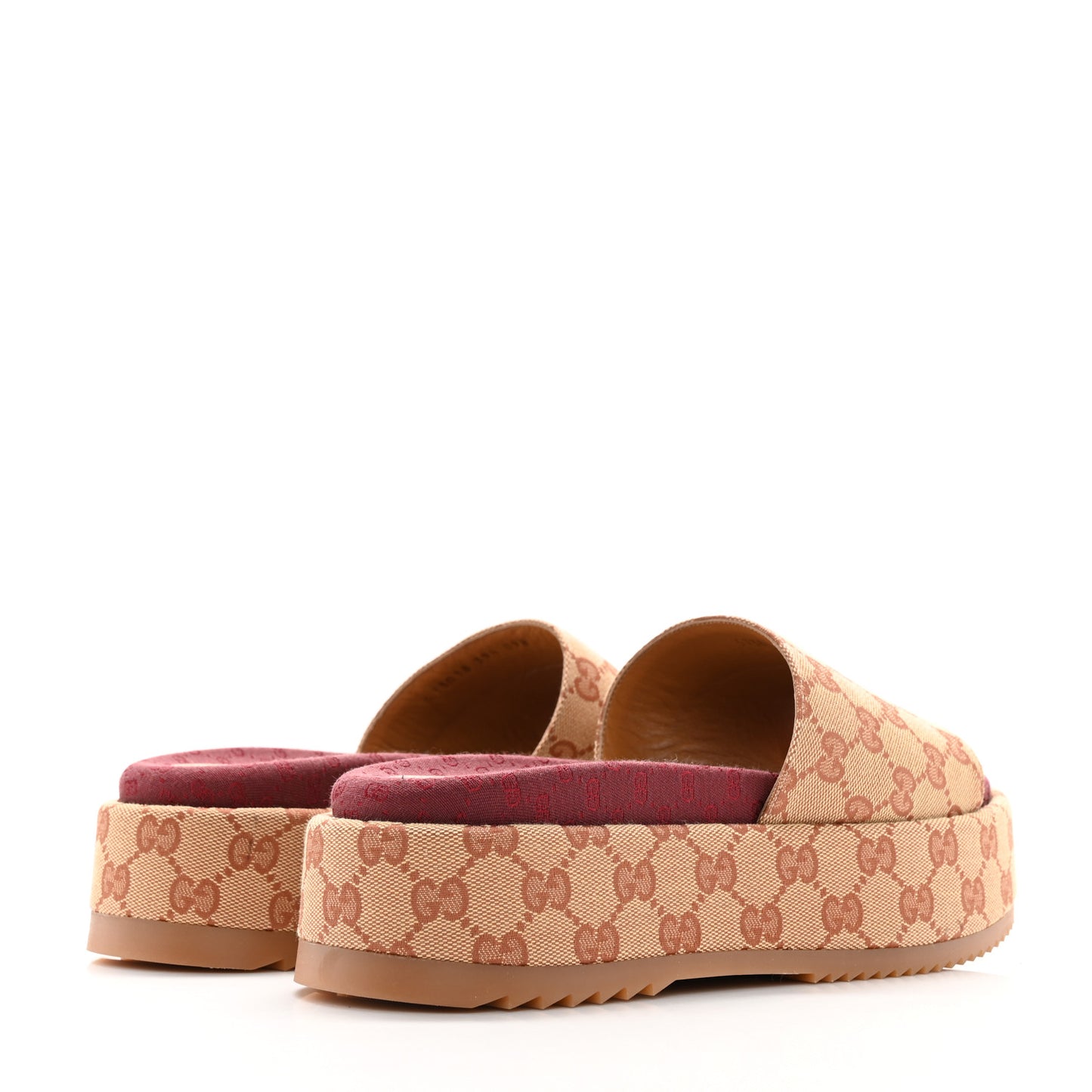 Canvas GG Monogram Angelina Platform Slide Sandals 39.5 Beige Ruggine