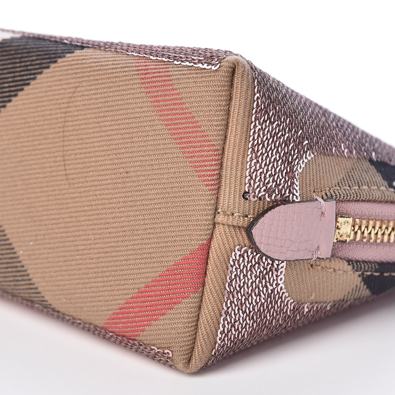 Burberry House Check Sequin Peyton Pouch Bag Pink 9 of 9