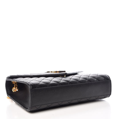 Saint Laurent Grain De Poudre Textured Mixed Matelasse Triquilt Medium Monogram Satchel Black 4 of 10