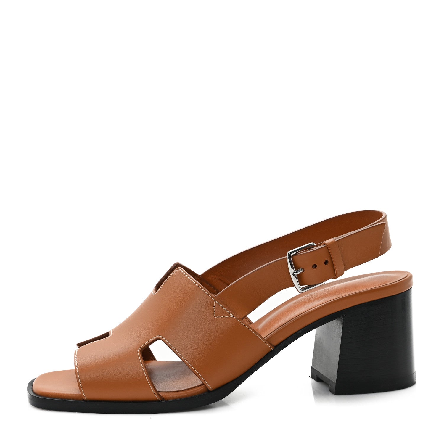 Hermes Calfskin Elbe 60 Sandals 38 Marron Glaise 1 of 10
