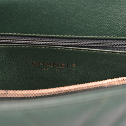 Chanel Caviar Lizard Chevron Quilted Small Coco Handle Flap Green 6 of 12