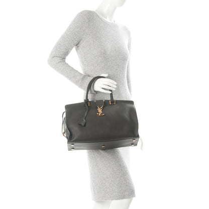 Saint Laurent Smooth Calfskin Medium Cabas Monogram Grey 2 of 7