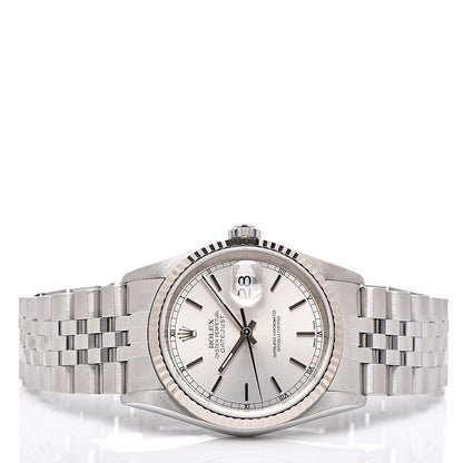 Rolex Stainless Steel 18K White Gold 36mm Oyster Perpetual Datejust Watch Silver 16243 3 of 7