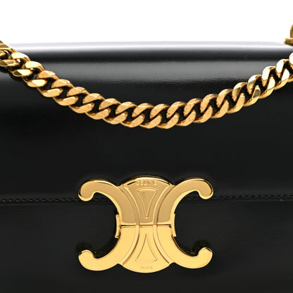 Celine Shiny Calfskin Triomphe Chain Shoulder Bag Black 7 of 9