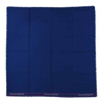 Alexander McQueen Wool Cashmere Logo Scarf Blue Red White 1 of 3
