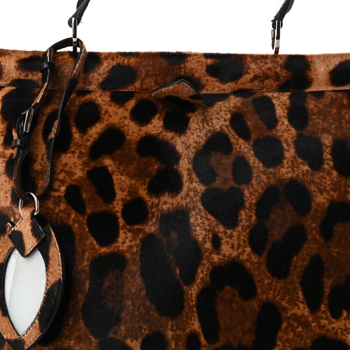 Calf Hair Leopard Print Top Handle Tote