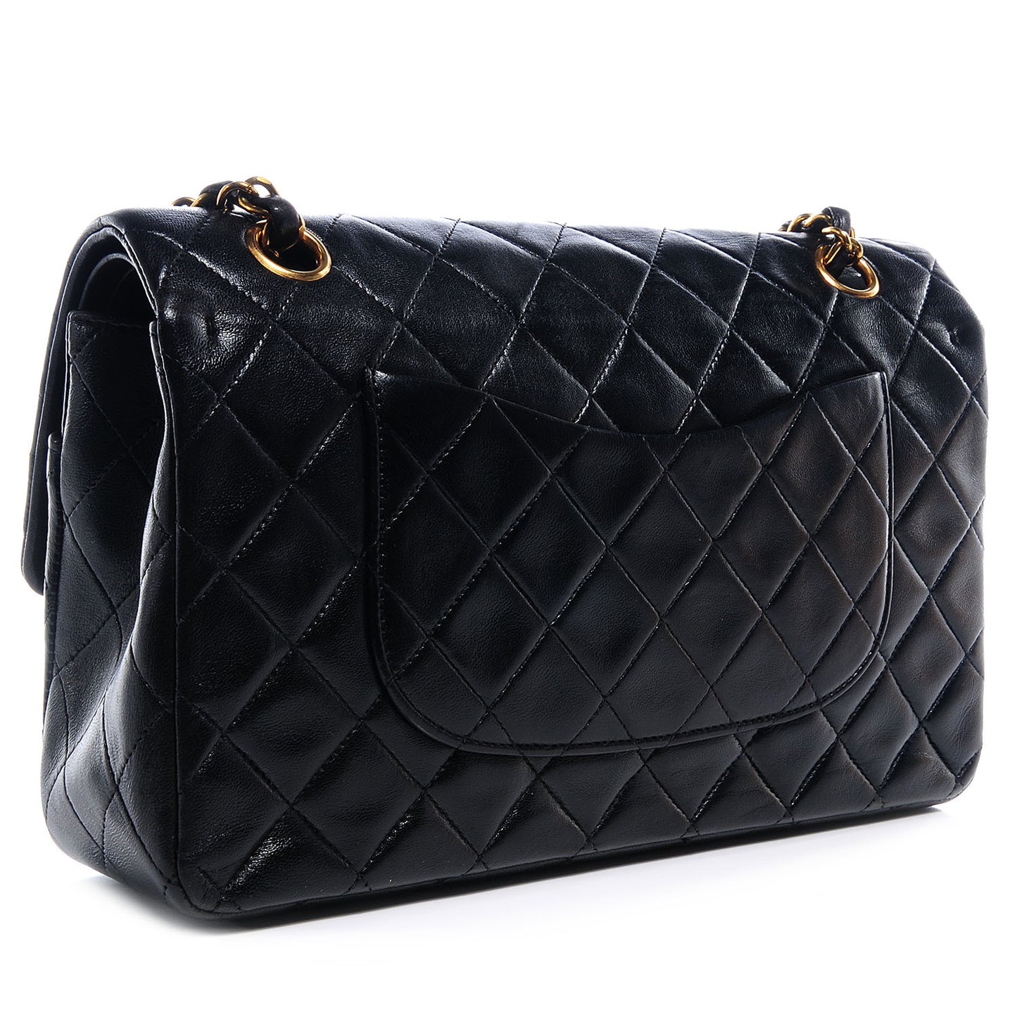 Lambskin Medium Double Flap Black