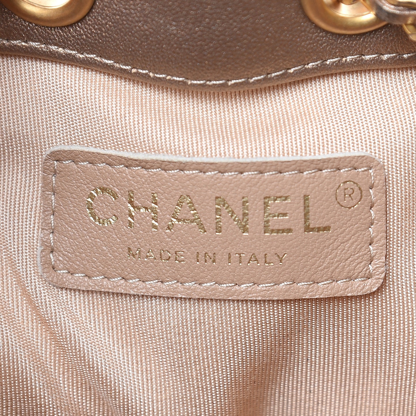 Metallic Lambskin Coco Pleats Small Drawstring Bag Gold