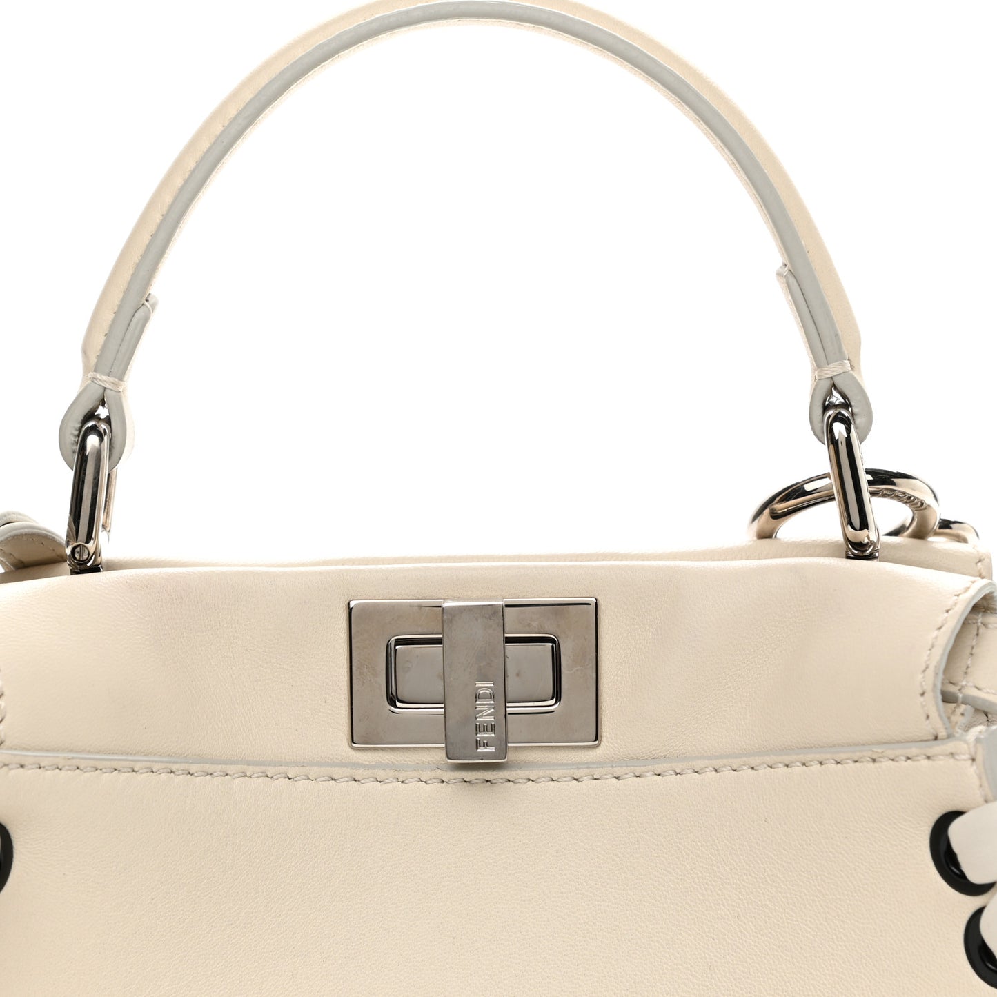 Nappa Lace Up Mini Peekaboo Iconic Satchel Bianco Carta