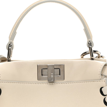 Fendi Nappa Lace Up Mini Peekaboo Iconic Satchel Bianco Carta 7 of 9