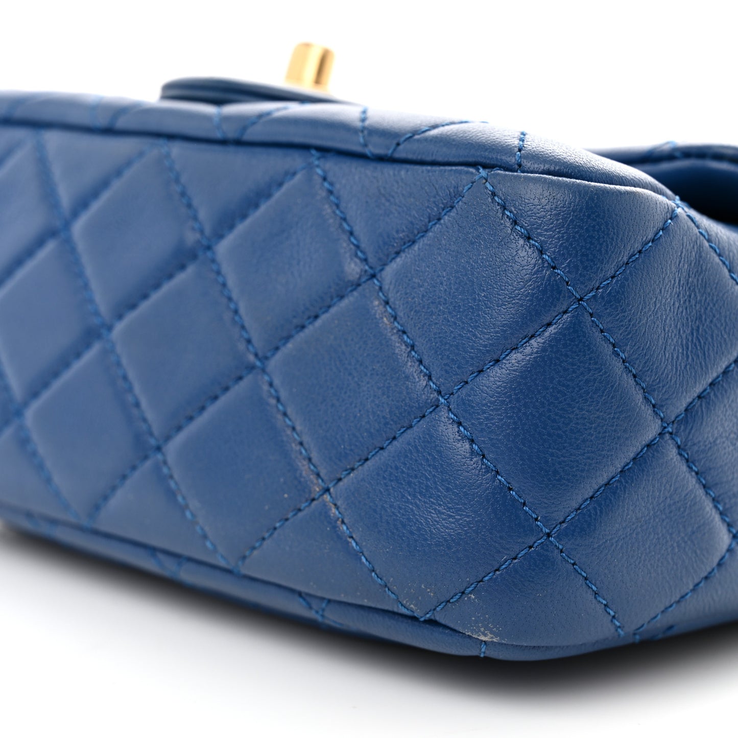 Lambskin Quilted Mini Pearl Crush Flap Blue