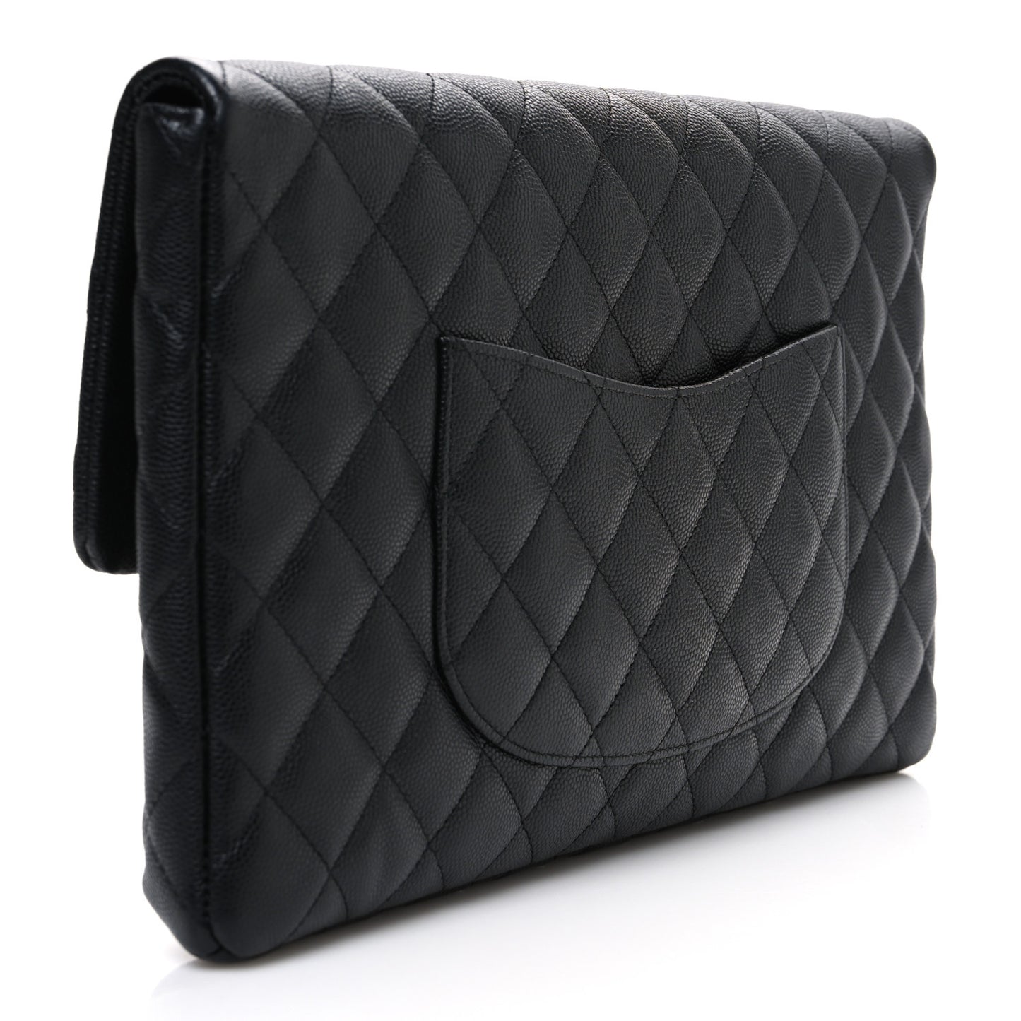 Caviar Quilted Flap Clutch Black