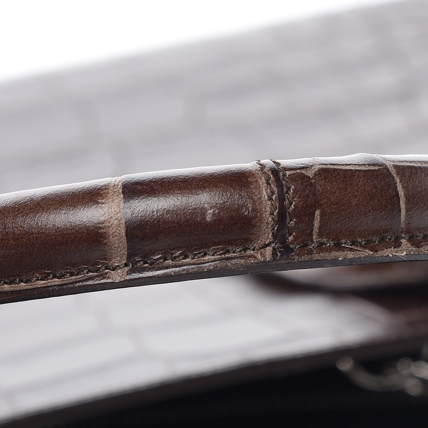 Calfskin Crocodile Embossed Small Sac de Jour Brown