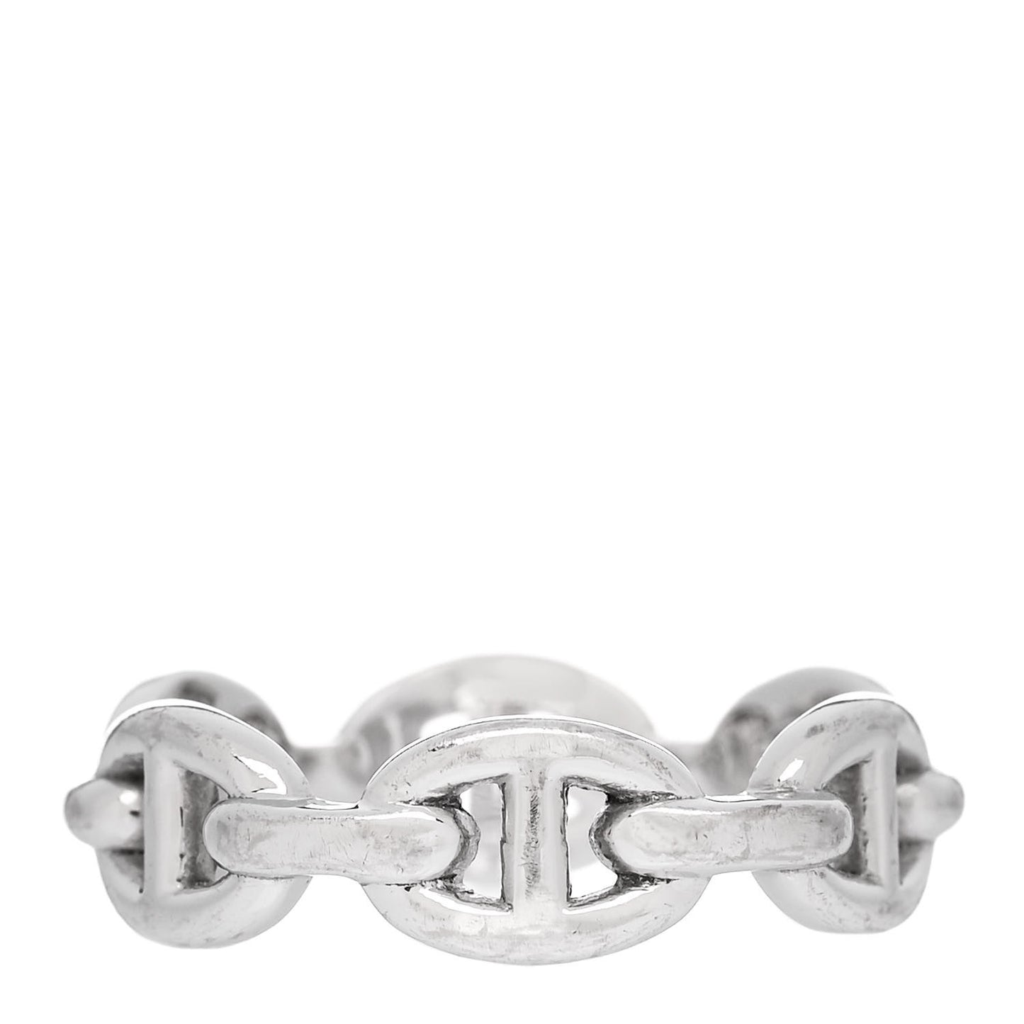 18K White Gold PM Chaine d'Ancre Enchainee Band Ring 54 6.75