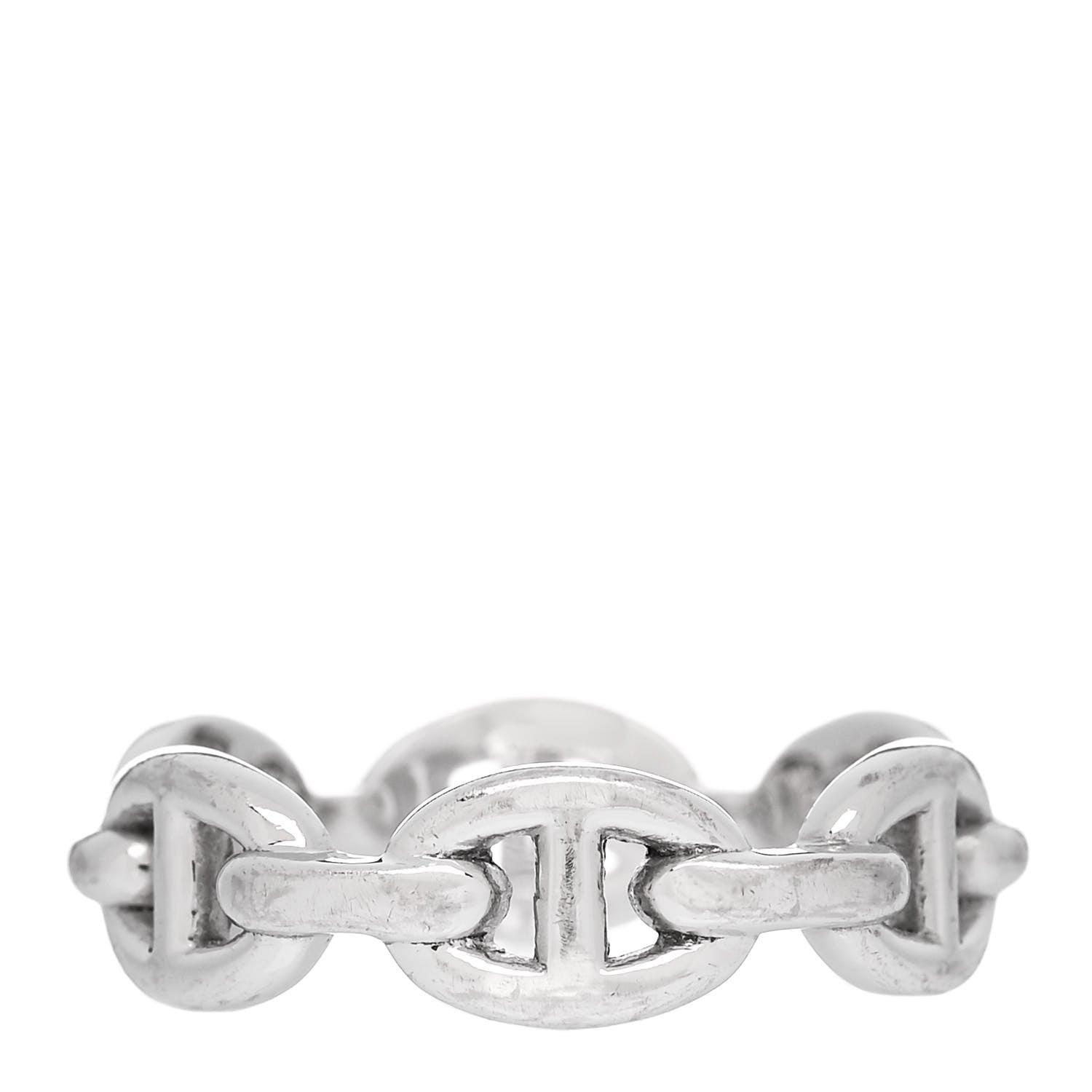 Hermes 18K White Gold PM Chaine d'Ancre Enchainee Band Ring 54 6.75 3 of 6