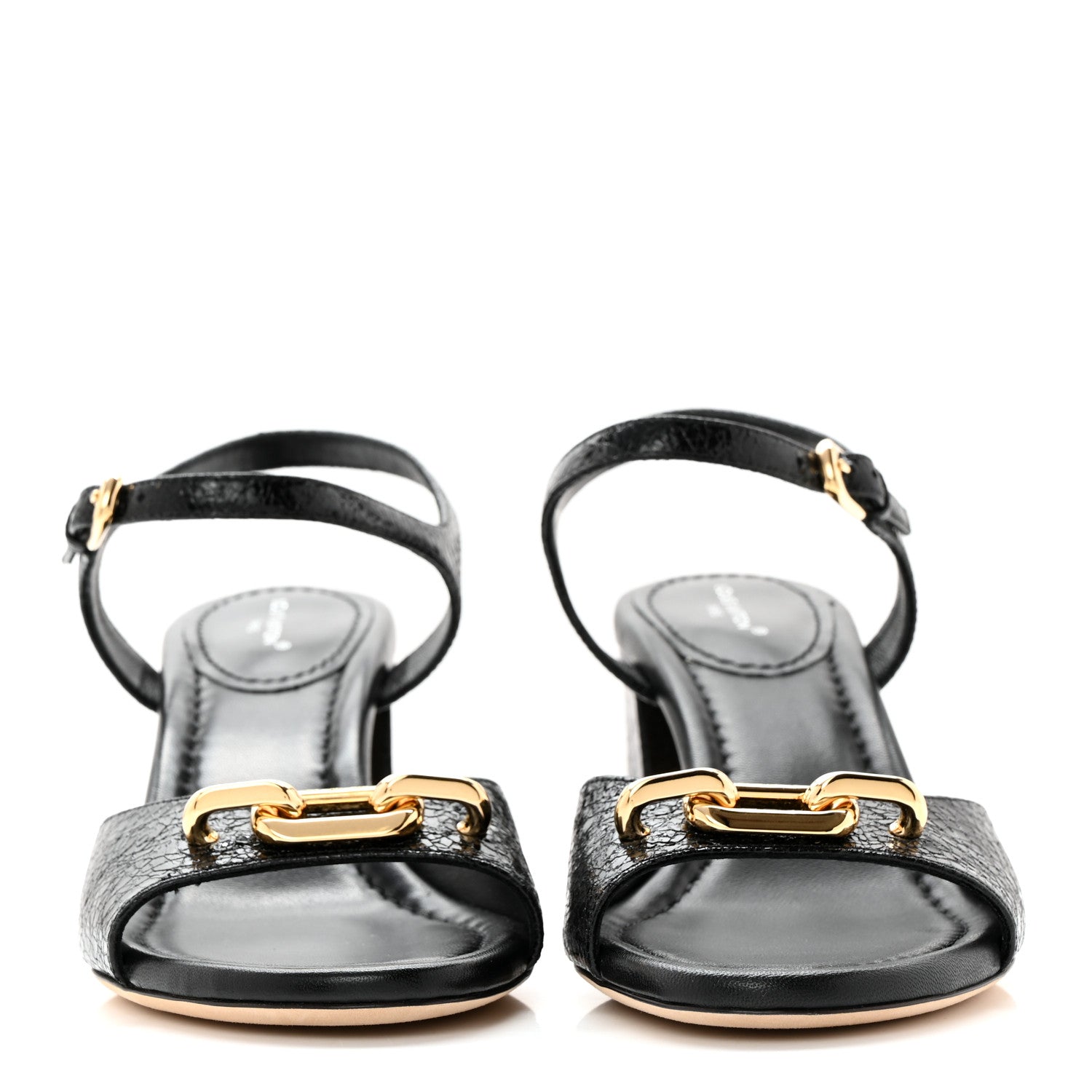 Louis Vuitton Metallic Crinkled Calfskin LV Edge Sandals 38.5 Black 2 of 9