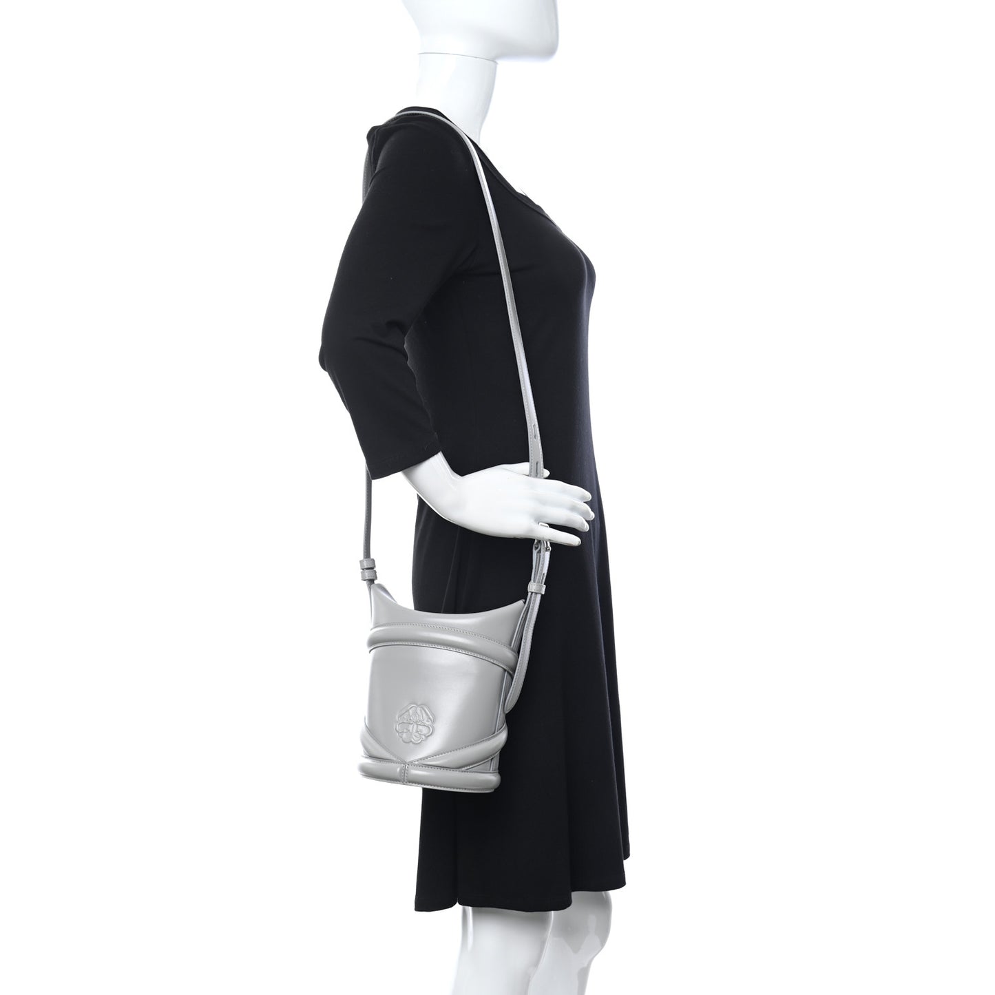 Calfskin The Curve Small Shoulder Bag Pale Grey