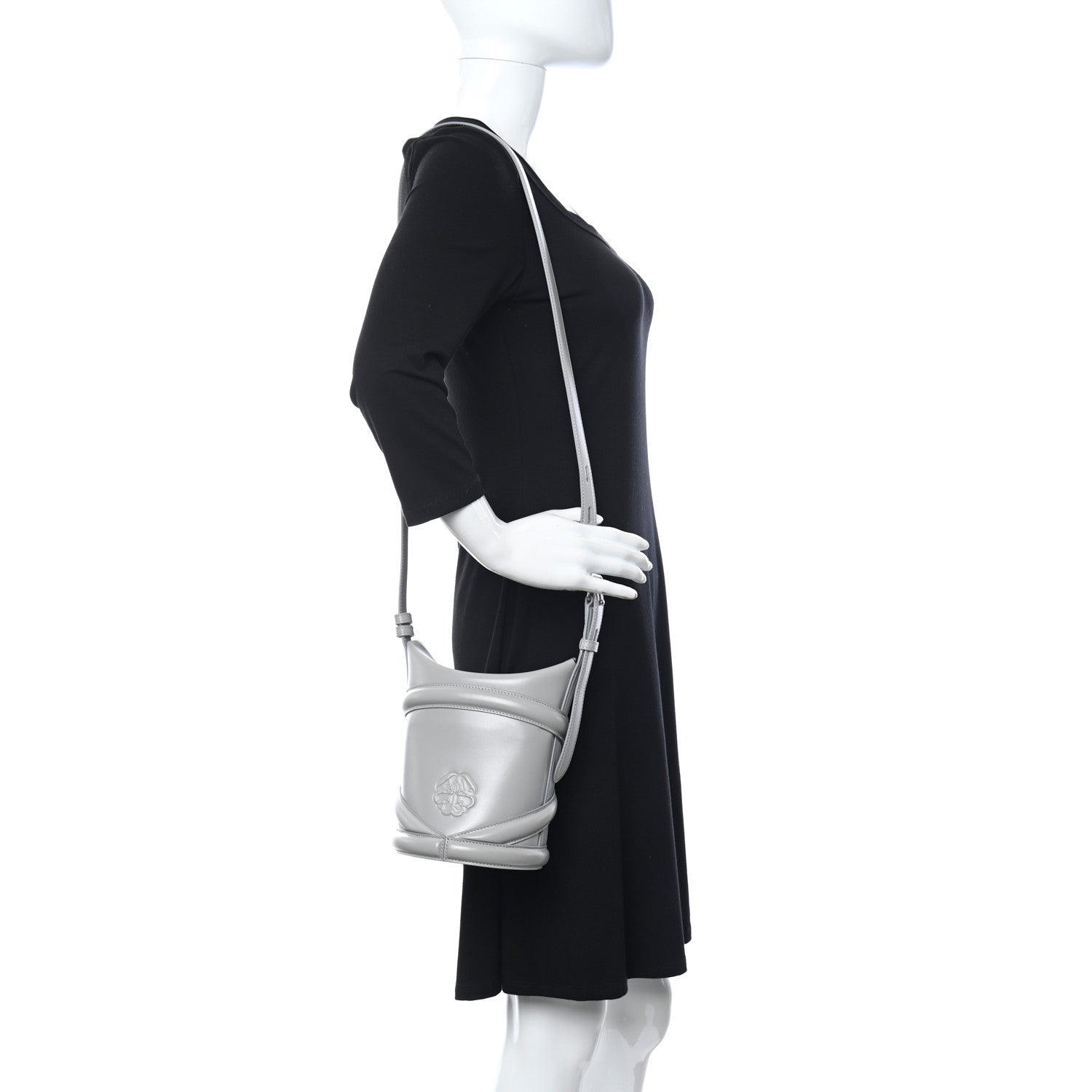 Alexander McQueen Calfskin The Curve Small Shoulder Bag Pale Grey 2 of 12