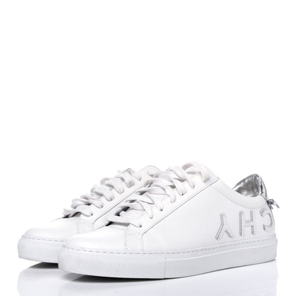 Givenchy Calfskin Reverse Logo Womens Urban Street Sneakers 39.5 White Silver 3 of 14