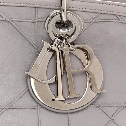 Christian Dior Lambskin Cannage Medium Granville Tote Grey 9 of 16