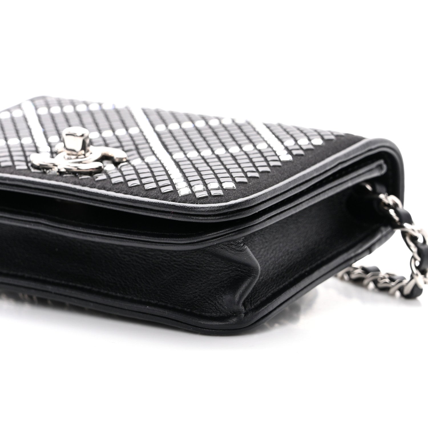 Chanel Lambskin Crystal Quilted Mini Chain Belt Bag Black 11 of 11