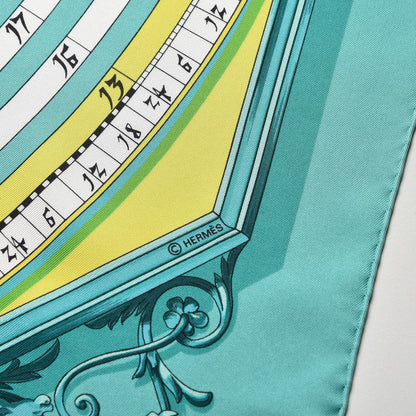 Hermes Silk Astrologie Scarf 90 Aqua Vert Anis Blanc 4 of 5