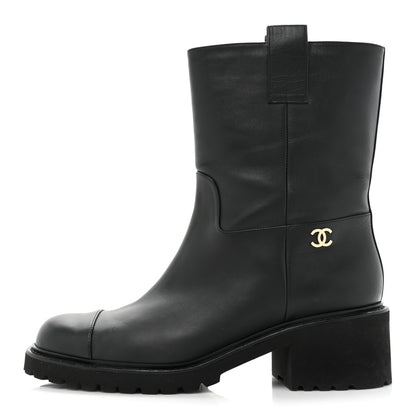 Chanel Calfskin CC Ankle Boots 42 Black 1 of 16