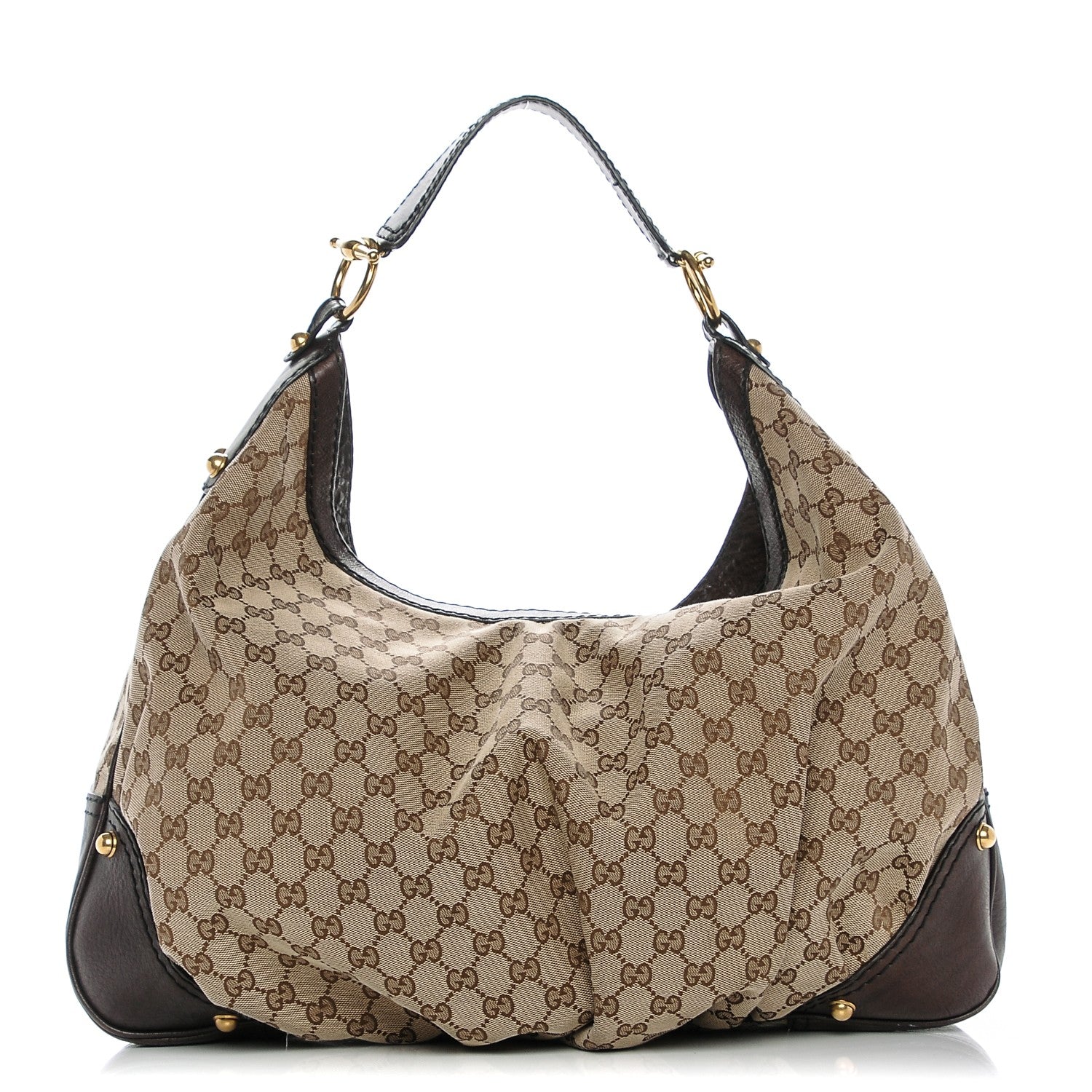 Gucci Monogram Large Jockey Hobo Dark Brown 1 of 13