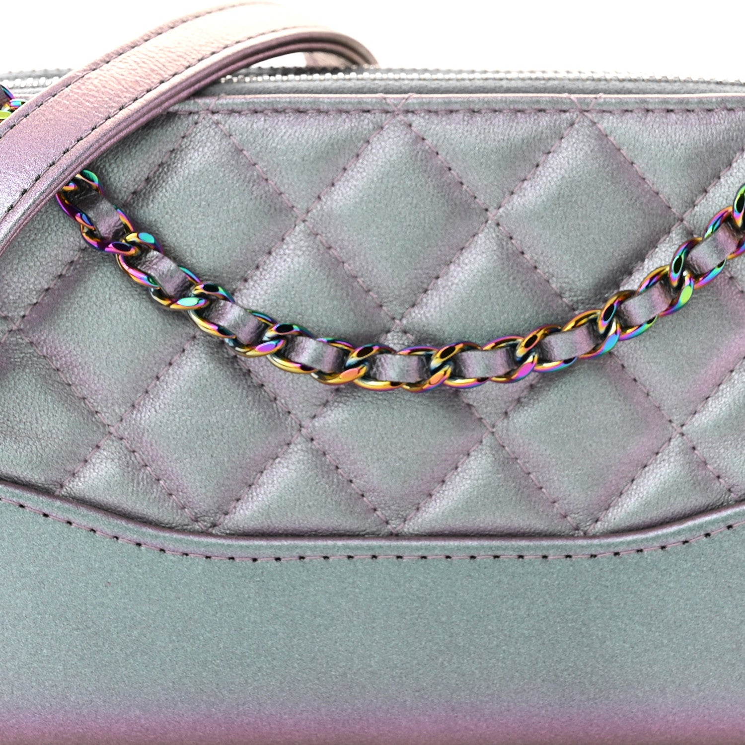 Chanel Iridescent Lambskin Calfskin Quilted Small Gabrielle Clutch With Chain Light Purple 10 of 12